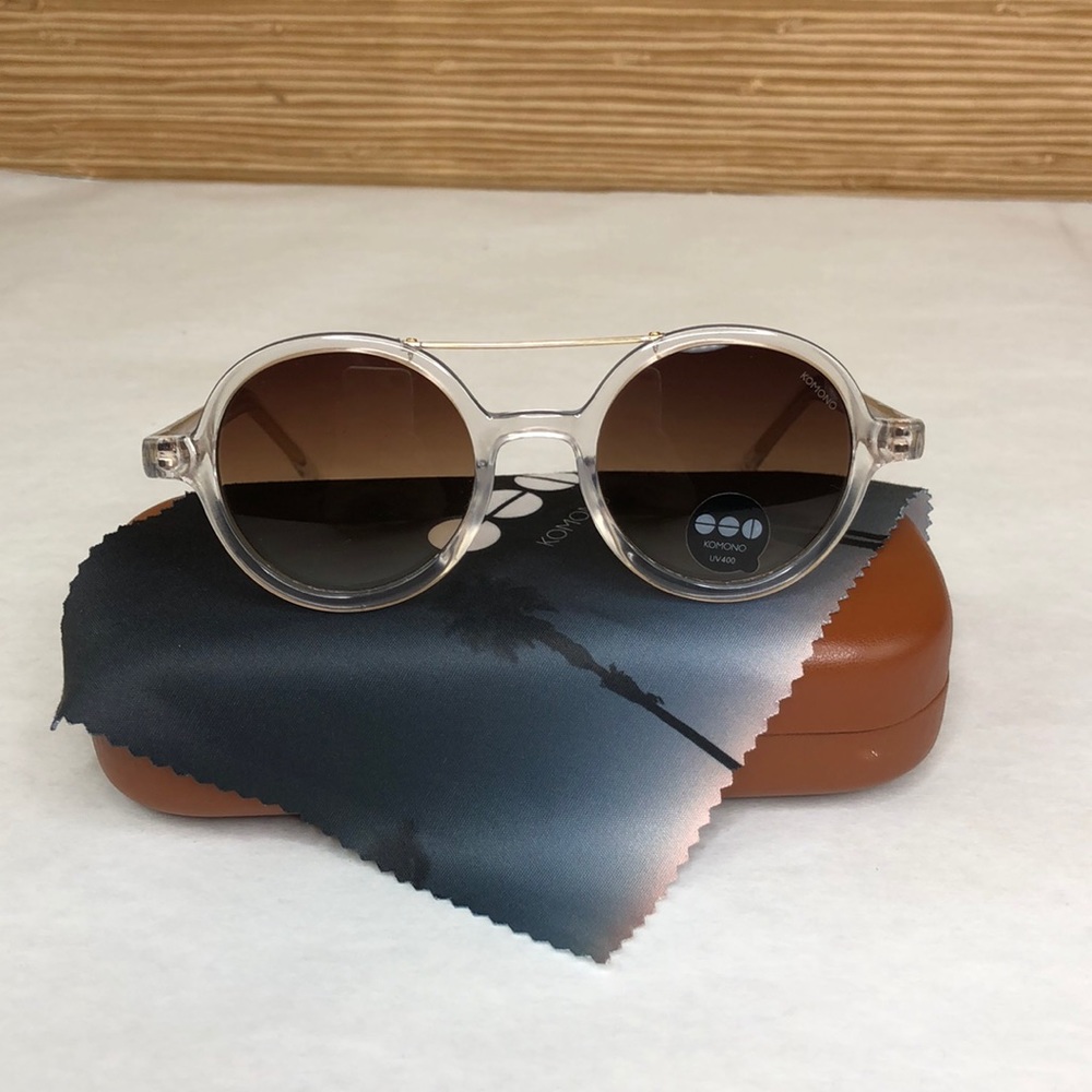 KOMONO Vivien Clear Sunglasses NEW Round Gold UV400 - Picture 6 of 12